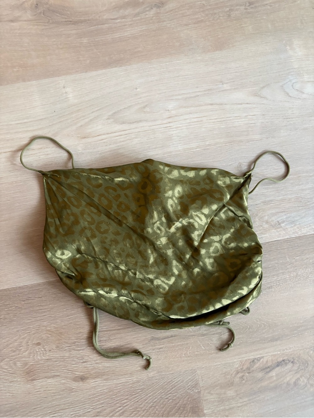 Olive Green Satin Animal Print Cowl Camisole